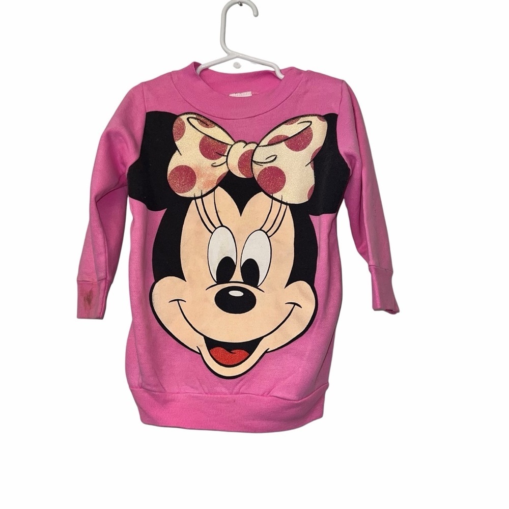Vintage Disney jog togs Minnie Mouse Pink Sweatshirt sz 3T sparkly